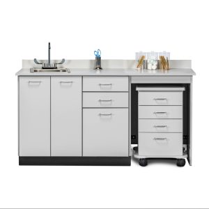 Ansar Medical Classic Laminate 66″ Wide Cart-Mate Cabinet with Right Side 4-Drawer Cart